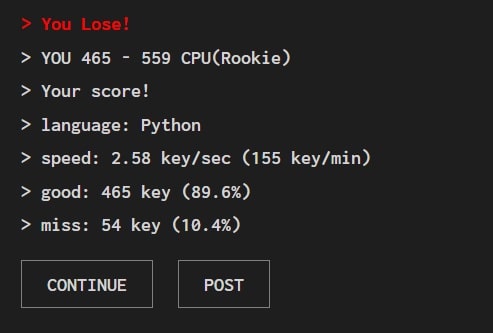 Pythonの対戦コーディング練習の結果のイメージ